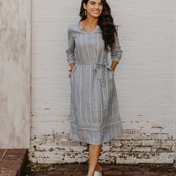 Thought Dresses & Skirts - Luis Striped Hemp Midi Dress